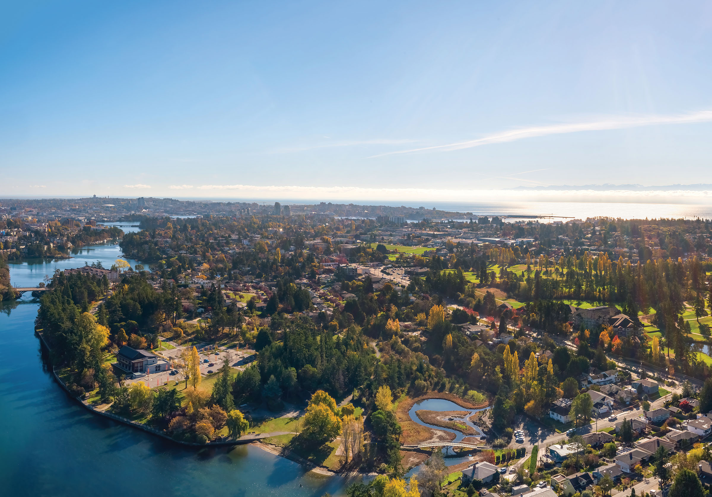 Aerial view of Victoria and Esquimalt